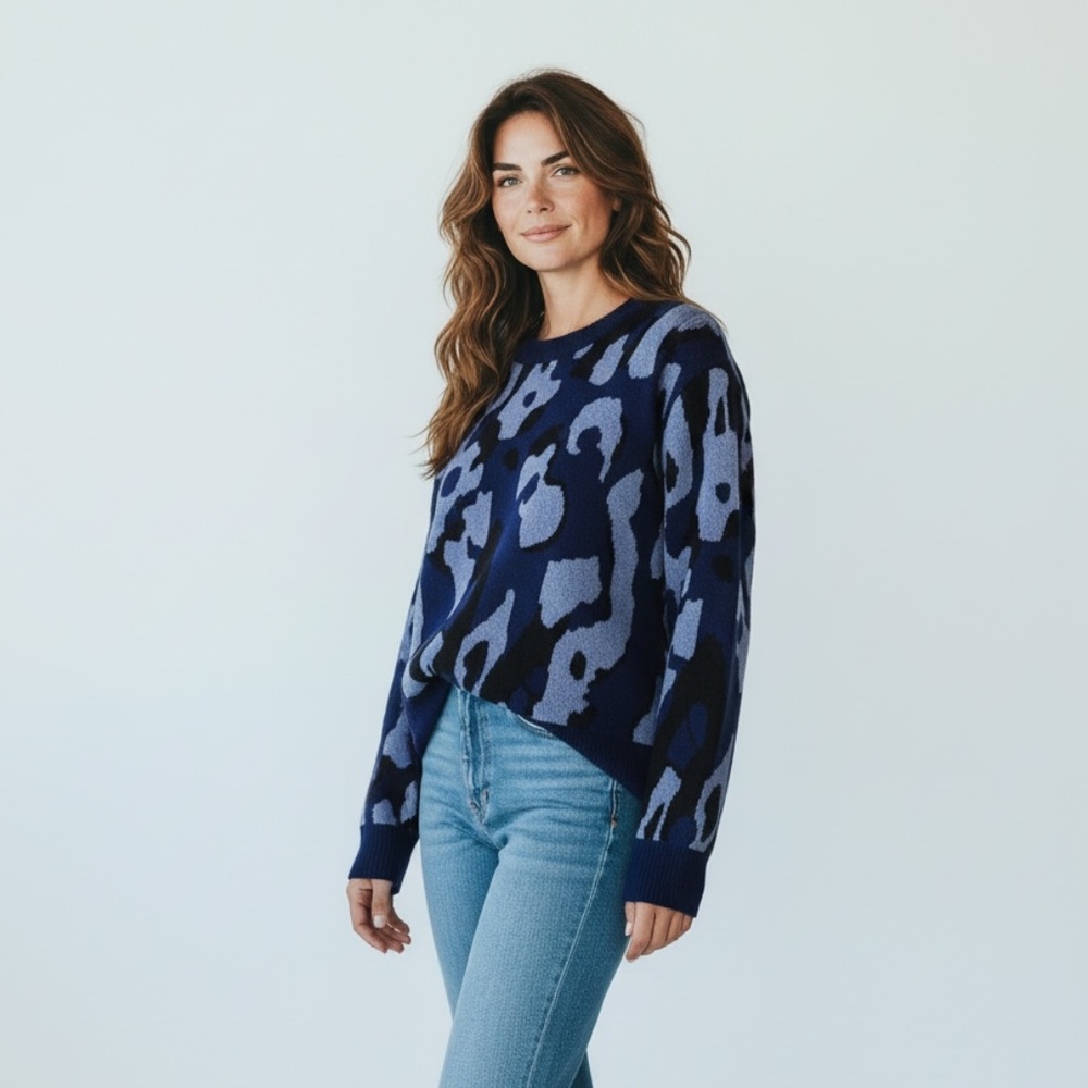 Michelle B. Patterned Crewneck Sweater - Size Small